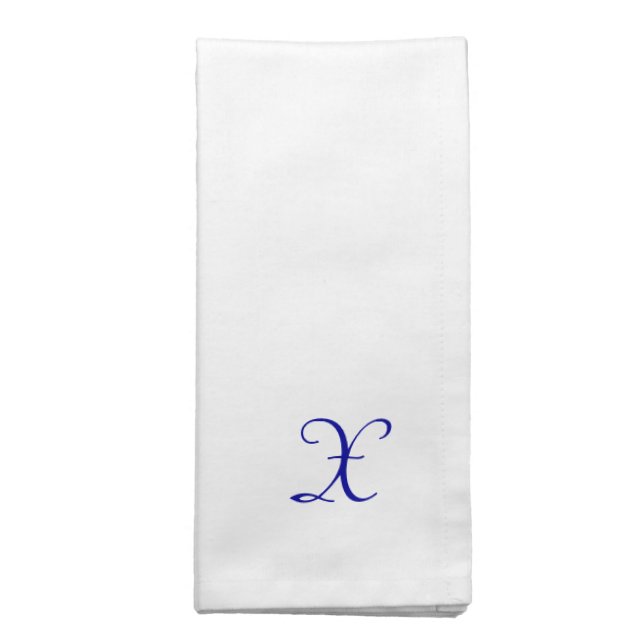 Monogram in royal blue, custom napkins (Folded)