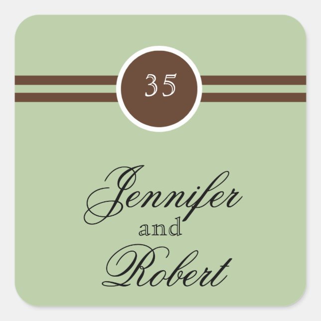 Monogram in Sage Green and Brown Envelope Seal (Front)