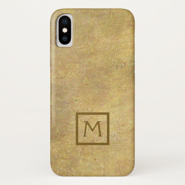 Monogram in Square Faux Metal Brass Simple Case-Mate iPhone Case (Back)