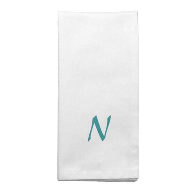 Monogram in turquoise, custom napkins (Folded)