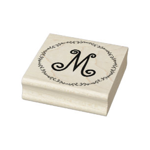 Monogram in Whimsical Doodle Border Art Stamp