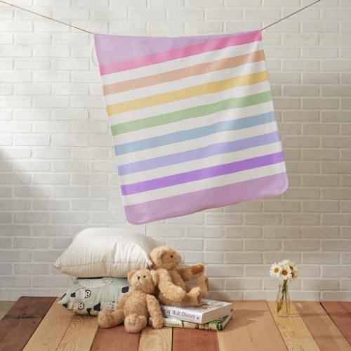 Monogram in White Circle Pastel Rainbow Stripes Baby Blanket