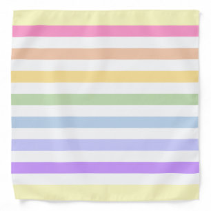Monogram in White Circle Pastel Rainbow Stripes Bandana
