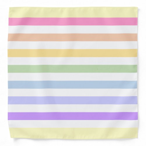 Monogram in White Circle Pastel Rainbow Stripes Bandana