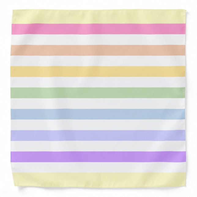 Monogram in White Circle Pastel Rainbow Stripes Bandana (Front)