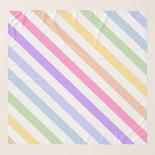 Monogram in White Circle Pastel Rainbow Stripes Scarf