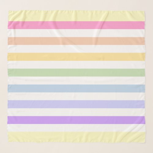 Monogram in White Circle Pastel Rainbow Stripes Scarf