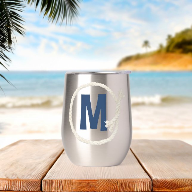 Monogram In White Rope Frame Thermal Wine Tumbler (Beach)