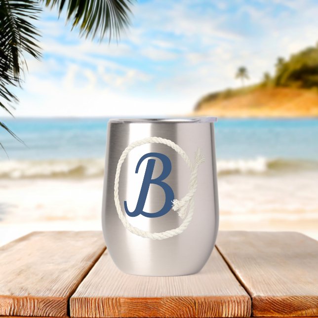Monogram In White Rope Frame Thermal Wine Tumbler (Beach)