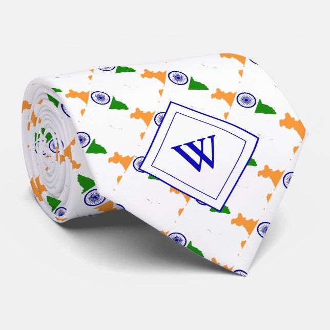 Monogram INDIAN FLAG of India Neck Tie (Rolled)