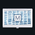 Monogram | Indigio Watercolor Print Business Card Holder<br><div class="desc">Indigio Watercolor Print. Artist: Grace Popp. Image ID: 153151FN.</div>