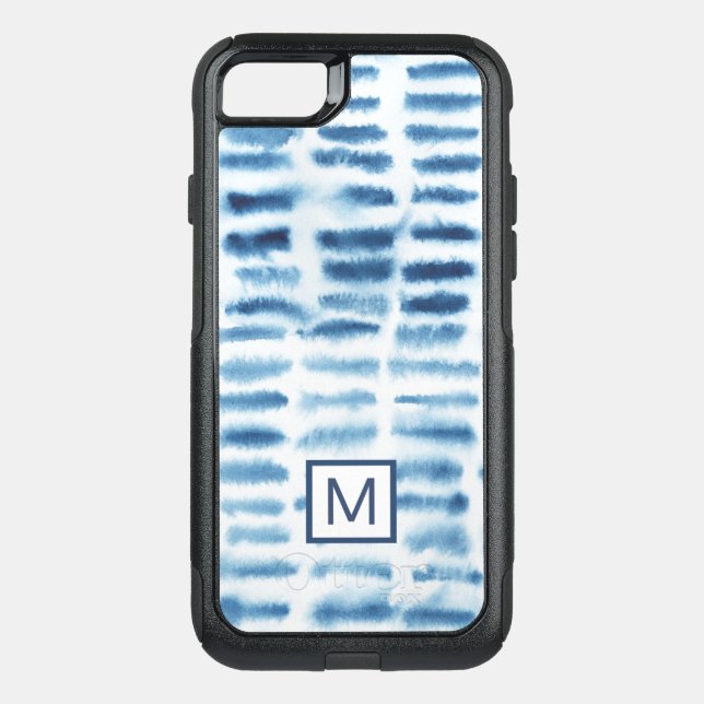 Monogram | Indigio Watercolor Print Otterbox iPhone Case (Back)