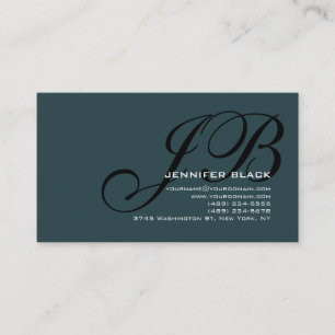 Monogram Indigo Black Color Tones Business Card