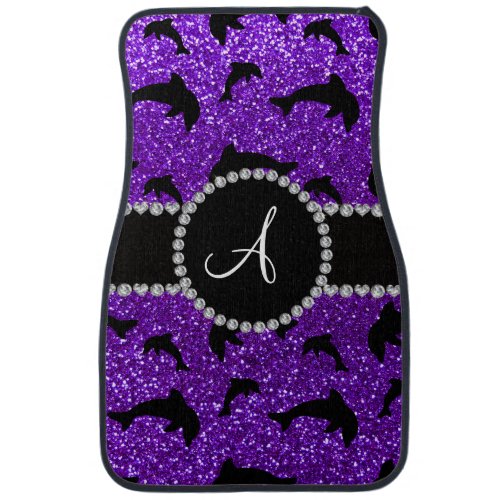 Monogram indigo purple glitter dolphins car floor mat