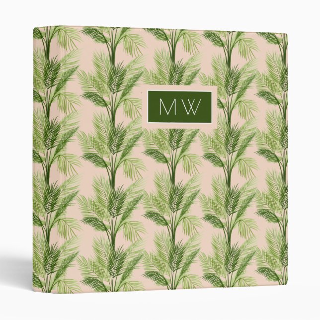 Monogram | Indoor Oasis | Palm Tree Pattern 3 Ring Binder (Front/Spine)