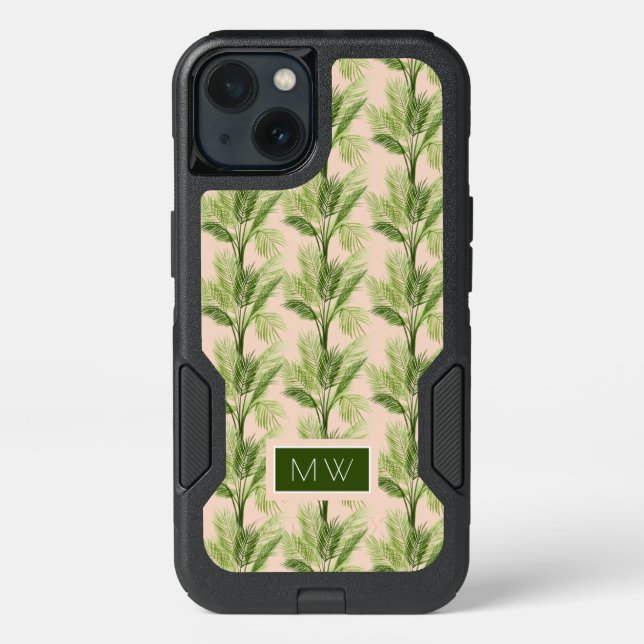 Monogram | Indoor Oasis | Palm Tree Pattern Otterbox iPhone Case (Back)