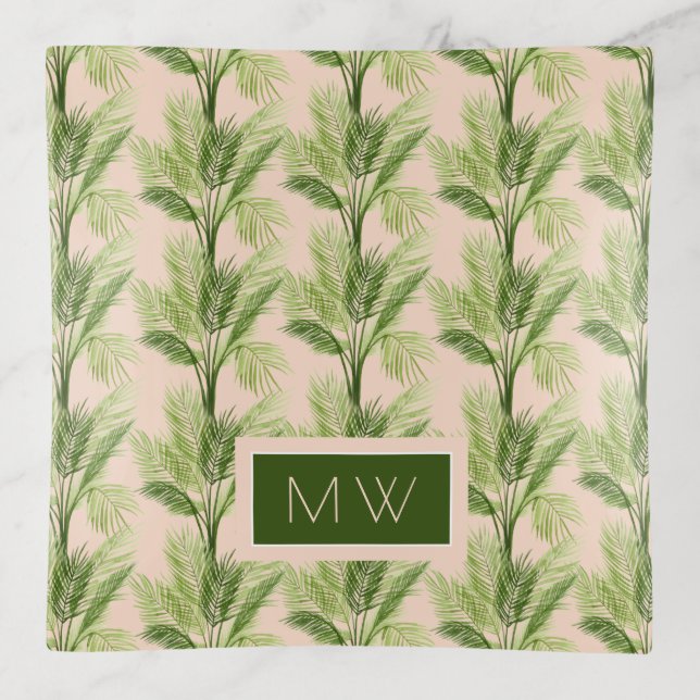 Monogram | Indoor Oasis | Palm Tree Pattern Trinket Tray (Front)