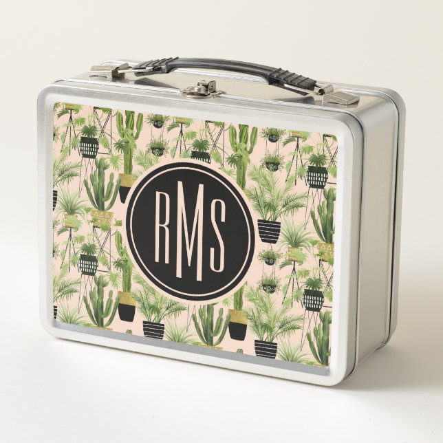 Monogram | Indoor Oasis | Plant Lineup Pattern Metal Lunch Box (Front)