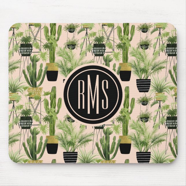 Monogram | Indoor Oasis | Plant Lineup Pattern Mouse Pad (Front)