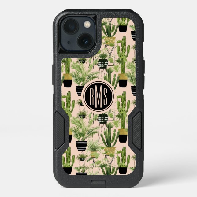 Monogram | Indoor Oasis | Plant Lineup Pattern Otterbox iPhone Case (Back)