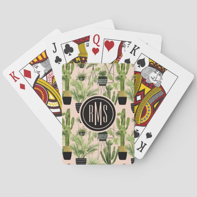 Monogram | Indoor Oasis | Plant Lineup Pattern Poker Cards (Back)