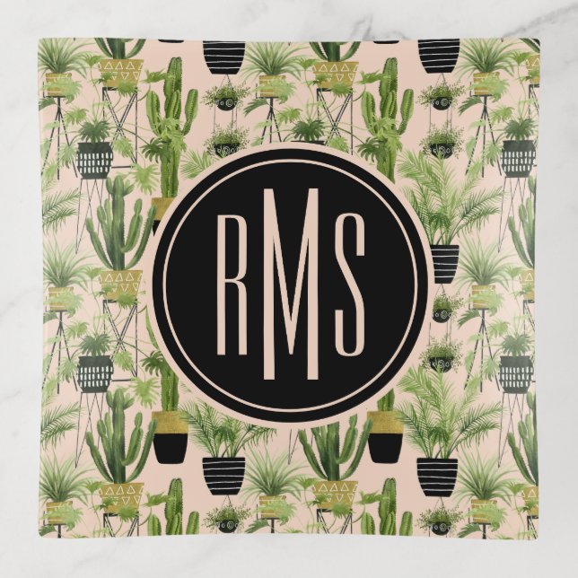 Monogram | Indoor Oasis | Plant Lineup Pattern Trinket Tray (Front)