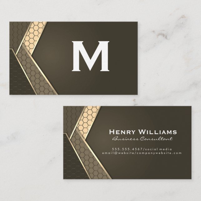 Monogram | Industrial Geometric Style Business Card (Front/Back)