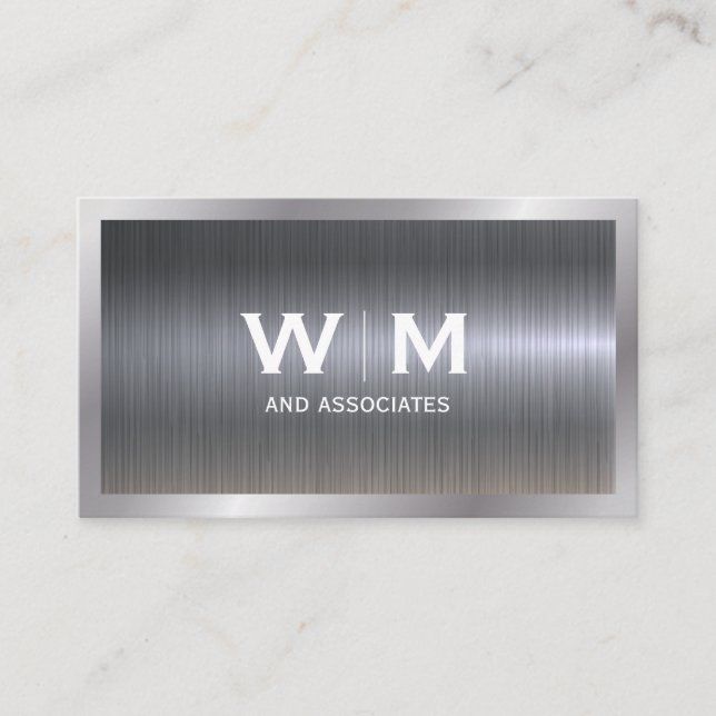 Monogram | Industrial Metallic Business Card (Front)