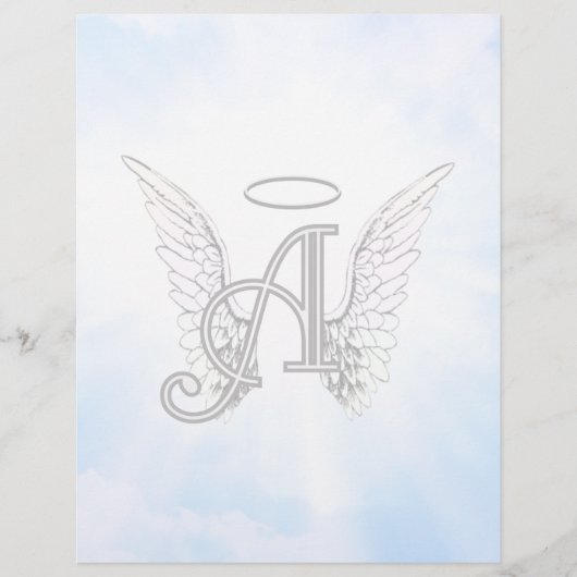 Monogram Initial A, Angel Wings & Halo w/ Clouds (Front)