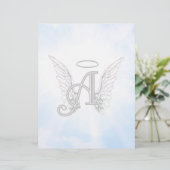 Monogram Initial A, Angel Wings & Halo w/ Clouds (Standing Front)