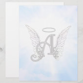 Monogram Initial A, Angel Wings & Halo w/ Clouds (Front/Back)