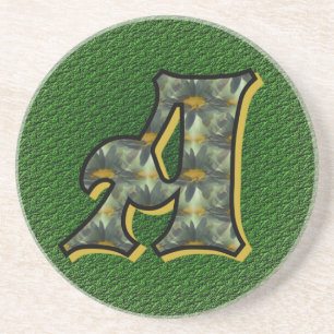 Monogram Initial A Daisies Floral Art Drink Coaster