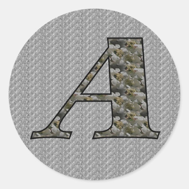 Monogram Initial A Hydrangea Flowers Classic Round Sticker (Front)