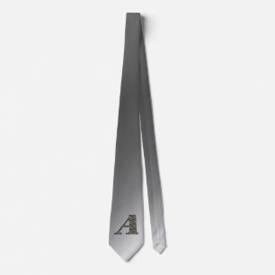 Monogram Initial A Hydrangea Flowers Neck Tie
