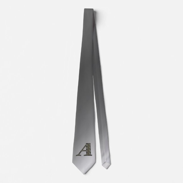 Monogram Initial A Hydrangea Flowers Neck Tie (Front)
