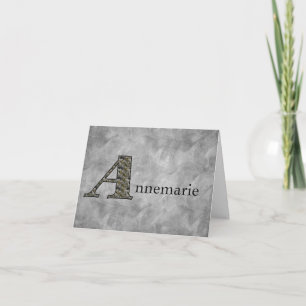 Monogram Initial A Hydrangea Flowers Personalized Note Card