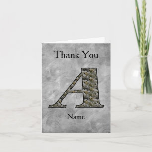 Monogram Initial A Hydrangea Flowers Personalized Thank You Card