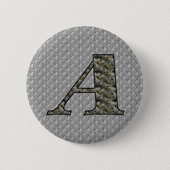 Monogram Initial A Hydrangea Flowers Pinback Button (Front)