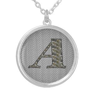 Monogram Initial A Hydrangea Flowers Silver Plated Necklace