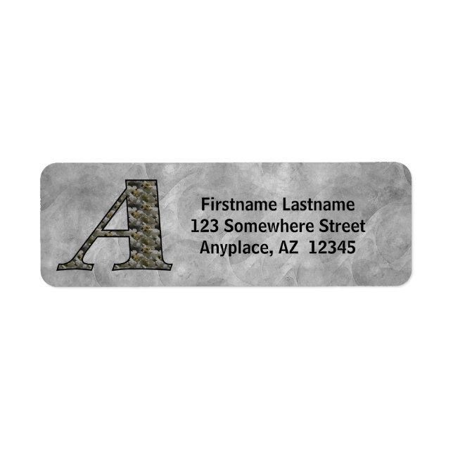 Monogram Initial A Hydrangea Return Address  Label (Front)