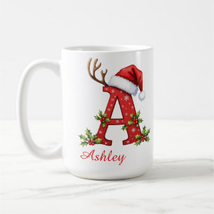 Monogram initial A merry Christmas Coffee Mug