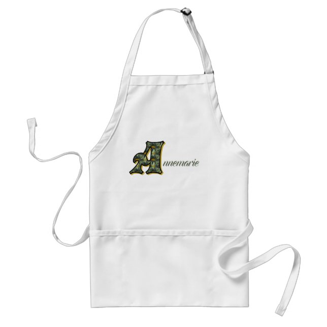 Monogram Initial A Name Daisies Art Personalized Adult Apron (Front)