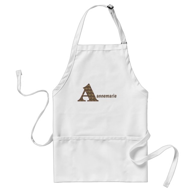 Monogram Initial A Name Floral Personalized Adult Apron (Front)