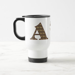 Monogram Initial A Vintage Floral Personalized Travel Mug