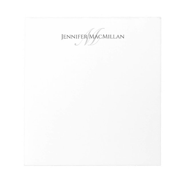 Monogram Initial and Full Name Personalized Notepad (Front)