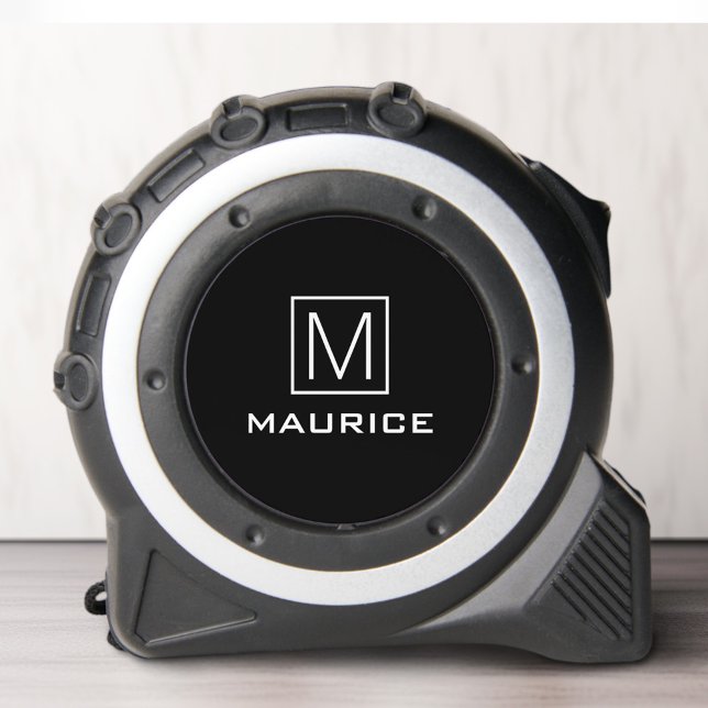 Monogram initial and name elegant black tape measure (Monogram initial and name elegant black tape measure)