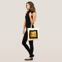 Personalised Tote Bag Cream/Brown Colour of initials\/name:gold