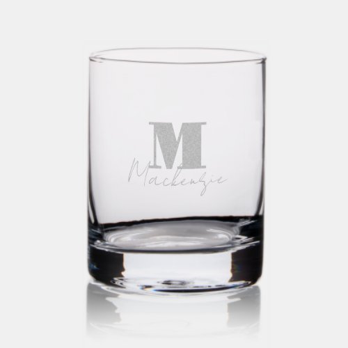 Monogram Initial and Name Rocks Glass