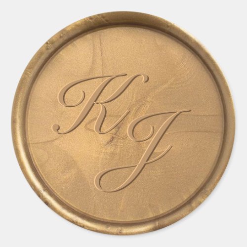 Monogram Initial Antique Gold Wax Seal Sticker
