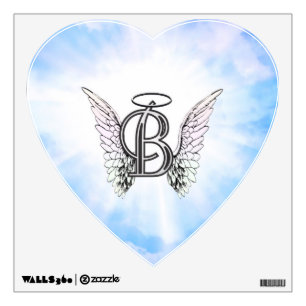 Monogram initial B alphabet letter with angel wing Wall Sticker